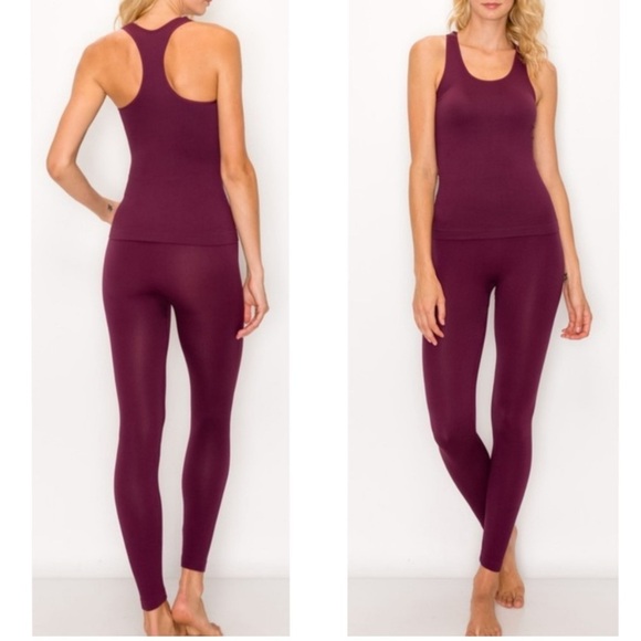 Pants - Seamless Ribbed racerback tank top and leggings